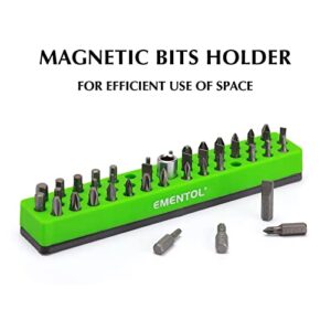 EMENTOL 1/4" Magnetic Bits Holder - Green, 43PCS Hole, Bit Organizer with Strong Magnetic, Magnetic Bits Organizer