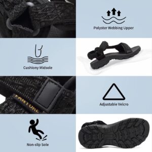 EQUICK Comfortable Walking Sandals for Women Open Toe Strap Sport Sandal Anti-skidding Outdoor Water Sandals Athletic Sandals for Spot/Beach/Poolside/Cruise/Travel/Wedding-U222SLX027-Black-38