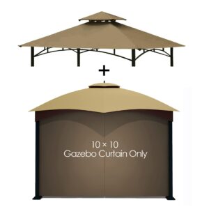 tanxianzhe 5ft x 8ft grill gazebo shelter replacement canopy cover double tiered bbq roof top only fit for gazebo model l-gg001pst-f (khaki)+ tanxianzhe gazebo replacement privacy curtain with zipper