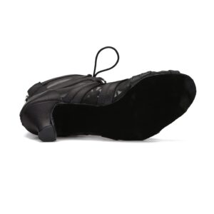 YYTing Women Ballroom Dance Boots Latin Salsa Performance Dress Practice Sandals with 2.5inch Heels YT21(8.5, Black)