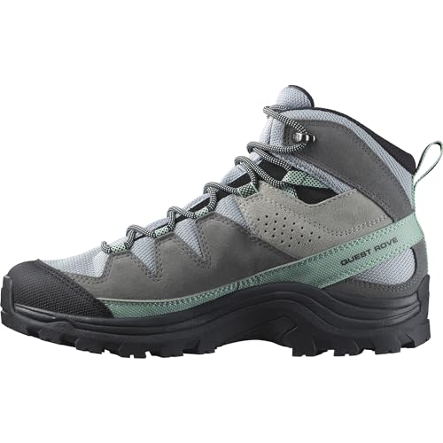 Salomon Women's QUEST ROVE GORE-TEX Leather Hiking Boots for Women, Quarry / Quiet Shade / Black, 8.5