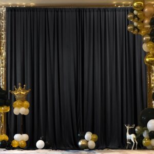 zerostage 10x10 ft black backdrop curtains, drapes for parties photo photography photoshoot screen wedding bridal shower birthday arched wall portable fiesta back drop decoration 5 x 10ft, 2 panels