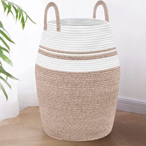 astarama large laundry hamper, woven rope laundry basket, 105l blankets storage basket with heavy duty handles for clothes and toys in bedroom, nursery room, bathroom