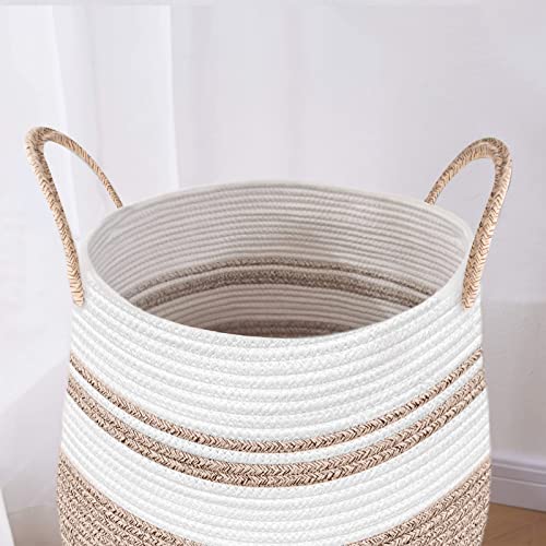 Astarama Large Laundry Hamper, Woven Rope Laundry Basket, 105L Blankets Storage Basket with Heavy Duty Handles for Clothes and Toys in Bedroom, Nursery Room, Bathroom