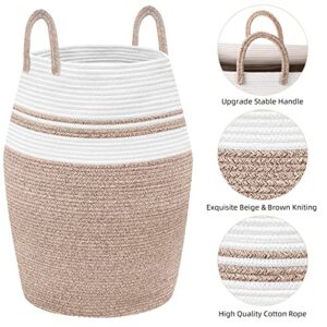 Astarama Large Laundry Hamper, Woven Rope Laundry Basket, 105L Blankets Storage Basket with Heavy Duty Handles for Clothes and Toys in Bedroom, Nursery Room, Bathroom