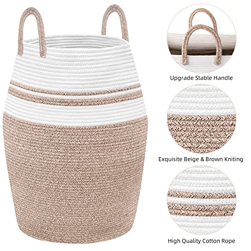 Astarama Large Laundry Hamper, Woven Rope Laundry Basket, 105L Blankets Storage Basket with Heavy Duty Handles for Clothes and Toys in Bedroom, Nursery Room, Bathroom