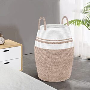 Astarama Large Laundry Hamper, Woven Rope Laundry Basket, 105L Blankets Storage Basket with Heavy Duty Handles for Clothes and Toys in Bedroom, Nursery Room, Bathroom