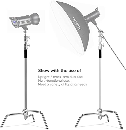 Lapgood Stainless Steel Heavy Duty C-Stand with Boom Arm,10.8ft/330cm Adjustable Photography Stand with 4.2ft/128cm Holding Arm,2 Grip Head,Sandbag,Storage Bag for Studio Monolight, Softbox, Reflector