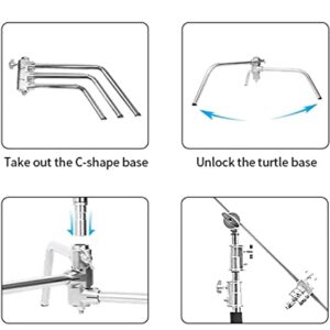 Lapgood Stainless Steel Heavy Duty C-Stand with Boom Arm,10.8ft/330cm Adjustable Photography Stand with 4.2ft/128cm Holding Arm,2 Grip Head,Sandbag,Storage Bag for Studio Monolight, Softbox, Reflector