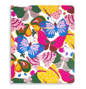 ban.do undated daily to do planner, personal organizer, schedule planner with perforated shopping and to do lists, berry butterflies white