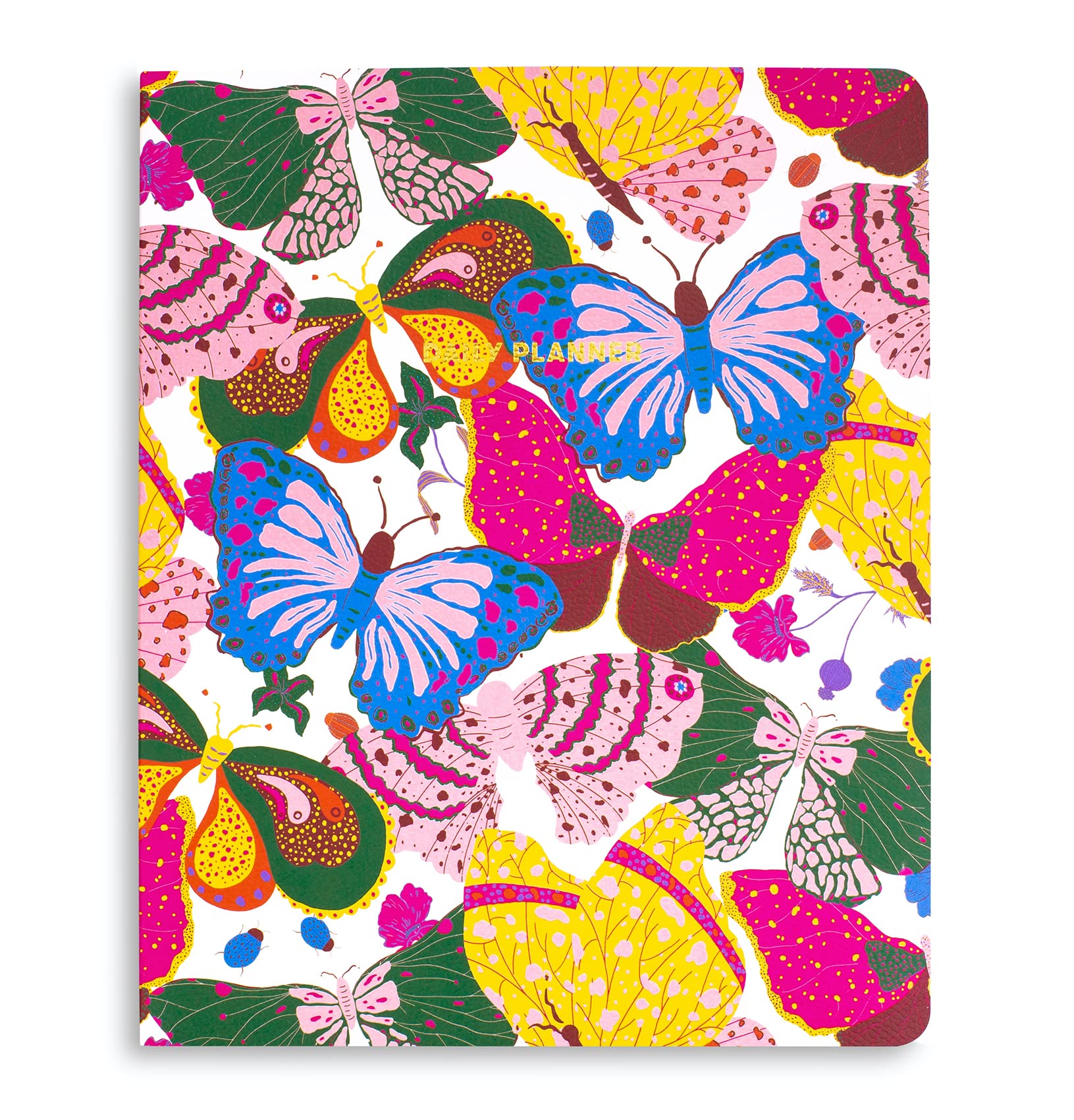 ban.do Undated Daily To Do Planner, Personal Organizer, Schedule Planner with Perforated Shopping and To Do Lists, Berry Butterflies White