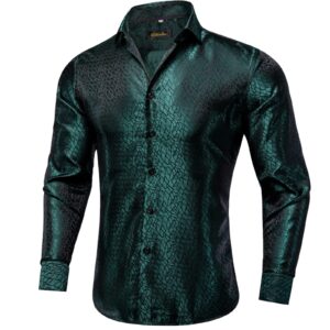 dibangu mens emerald green dress shirts long sleeve casual button down green shirts for party wedding