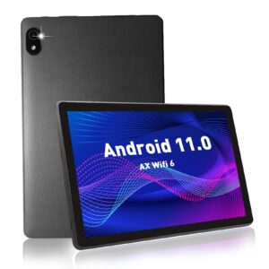 tablet 10 inch,android 11 tablet ax wifi 6+2.4&5gwifi,3gb ram 32gb rom storage,ips hd 1332x800 screen,quad core processor,5mp+8mp camera,bluetooth 5.0,6000 mah battery,leather fine grain(grey)