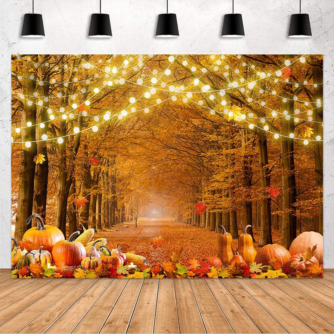 Avezano Fall Backdrop for Photography Autumn Maple Forest Leaves Thanksgiving Photo Background Give Thanks Party Decorations Farm Harvest Event Banner(7x5ft)