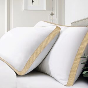 mislili pillows king size set of 2, cooling luxury hotel pillows for bed sleeping side back stomach sleepers, breathable down alternative filling gusseted pillow soft & supportive