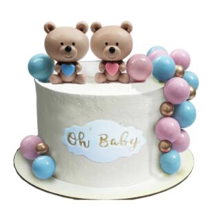 baby bear cake topper pink and blue for baby shower cake decoration