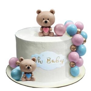 Baby Bear Cake Topper Pink and Blue for Baby Shower Cake Decoration