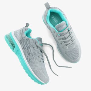 STQ Women's Air Cushion Sneakers Mesh Fashion Tennis Breathable Athletic Running Shoes Grey Teal 7