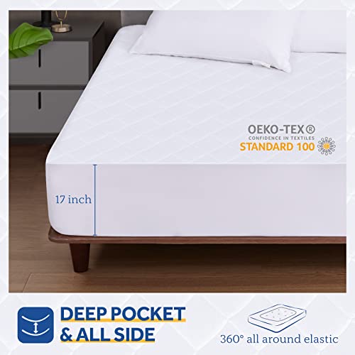 Sealy Heated Mattress Pad Queen Size, Cotton Blend Electric Bed Warmer with 10 Heat Setting Wireless Controller & 1-12 Hours Auto Shut Off, Fit Up to 17 Inch Deep Pocket, 60x80 Inch, White
