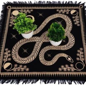 ASAV Tarot Altar Cloth Golden Snake Dragon Table Napkin Cloth Witchery Supplies Home Decor Wall Art Spiritual Witchcraft Square (18x18 Inches (46x46 Cm))