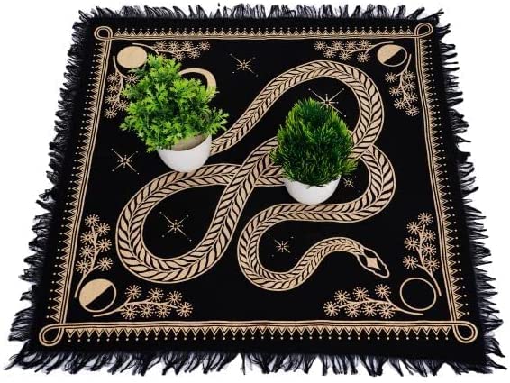 ASAV Tarot Altar Cloth Golden Snake Dragon Table Napkin Cloth Witchery Supplies Home Decor Wall Art Spiritual Witchcraft Square (18x18 Inches (46x46 Cm))