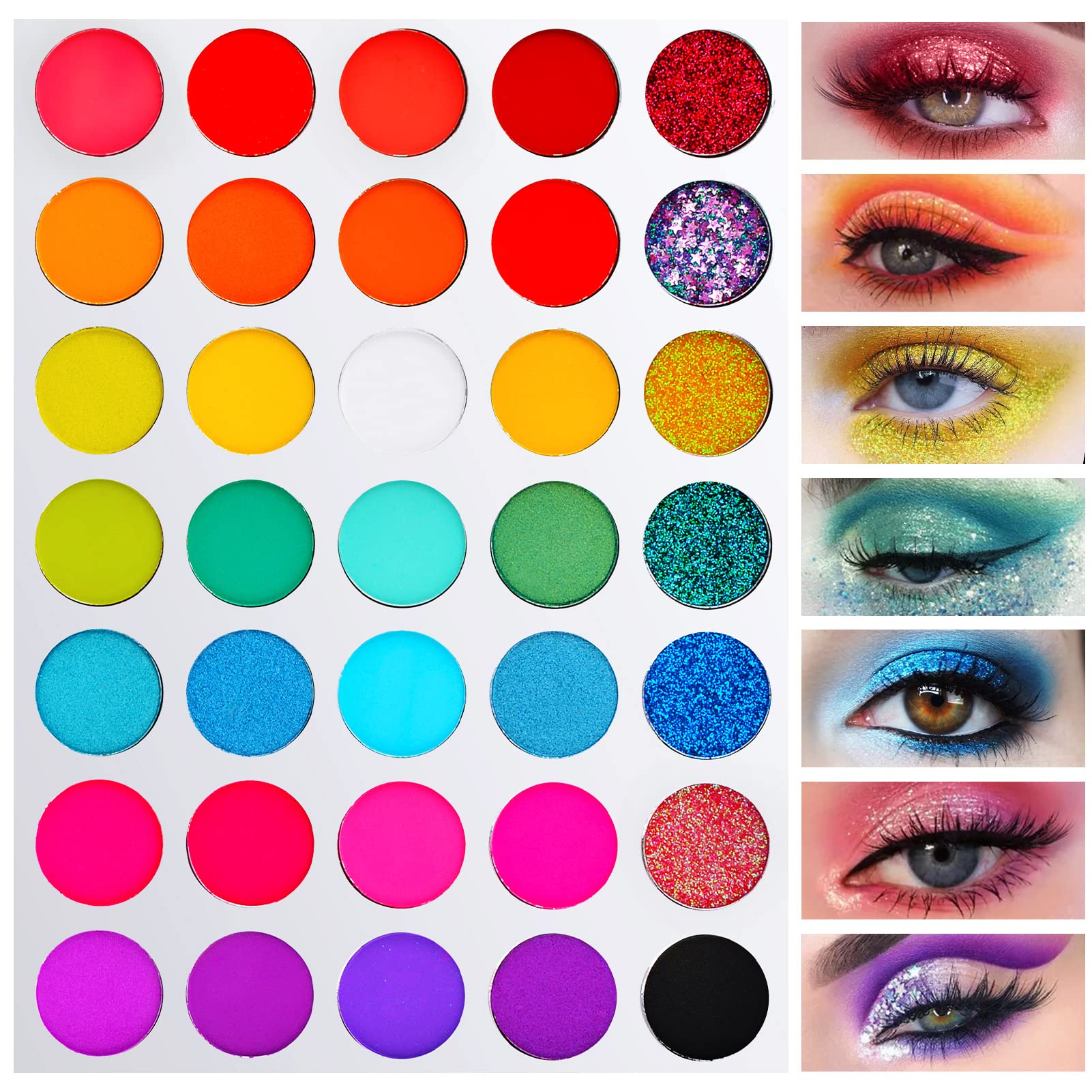 UIIOPJIOM 35 Colors Eyeshadow Palette, Matte Shimmer Metallic Eyeshadow Long Lasting,Glitter Eye Shadow, Highly Pigmented Eye Makeup Palette for Girls, Kids