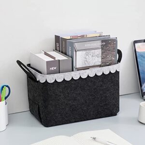 Yesesion 3 Pack Cube Storage Bins, Felt Collapsible Storage Basket for Shelves, Home Office Organization Box for Closet, Nursery, Bedroom, Books, Letter, Toys, Toilet Paper ( Dark Gray - Medium )