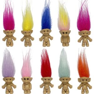10pcs diy vintage lucky troll doll mini action figures cake toppers dollhouse dolls for party favors, collections, arts and crafts …