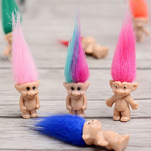 10PCS DIY Vintage Lucky Troll Doll Mini Action Figures Cake Toppers Dollhouse Dolls for Party Favors, Collections, Arts and Crafts …