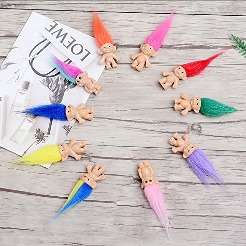 10PCS DIY Vintage Lucky Troll Doll Mini Action Figures Cake Toppers Dollhouse Dolls for Party Favors, Collections, Arts and Crafts …