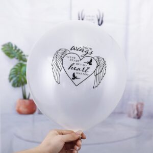 Chenkaiyang 60 Pcs Memorial Balloons White Funeral Balloons White Latex Balloons 12 in with 3 Roll White Balloon Ribbon for Funeral Decoration(Wing)