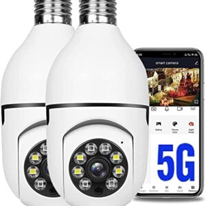 KOWVOWZ 360 Degree Security Cameras Wireless Outdoor, 2.4GHz & 5GHz WiFi Light Bulb Camera, 1080p Indoor for Home Camera System, Motion Detection, Two-Way Audio (2PCS)