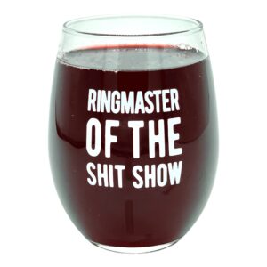 crazy dog t-shirts ring master of the shit show wine glass funny sarcastic saying novelty cup-15 oz funny wine glass funny sarcastic novelty wine glass white standard