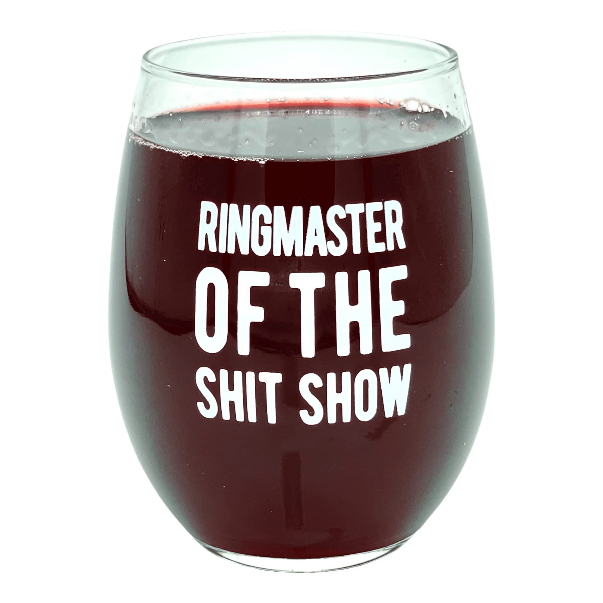 Crazy Dog T-Shirts Ring Master Of The Shit Show Wine Glass Funny Sarcastic Saying Novelty Cup-15 oz Funny Wine Glass Funny Sarcastic Novelty Wine Glass White Standard