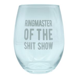 Crazy Dog T-Shirts Ring Master Of The Shit Show Wine Glass Funny Sarcastic Saying Novelty Cup-15 oz Funny Wine Glass Funny Sarcastic Novelty Wine Glass White Standard