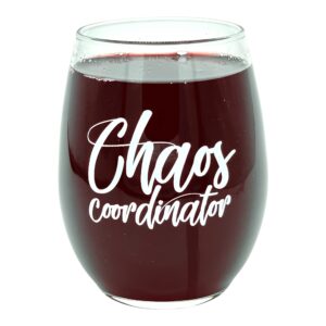 crazy dog t-shirts chaos coordinator wine glass funny sarcastic mess leader novelty cup-15 oz funny wine glass funny sarcastic novelty wine glass white standard