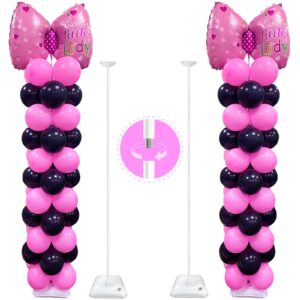 yallove heavy duty metal balloon stand set of 2 with threaded rod design, height adjustable from 1.3 to 10.5 ft, free combination of balloon centerpiece for table and balloon column stand for floor