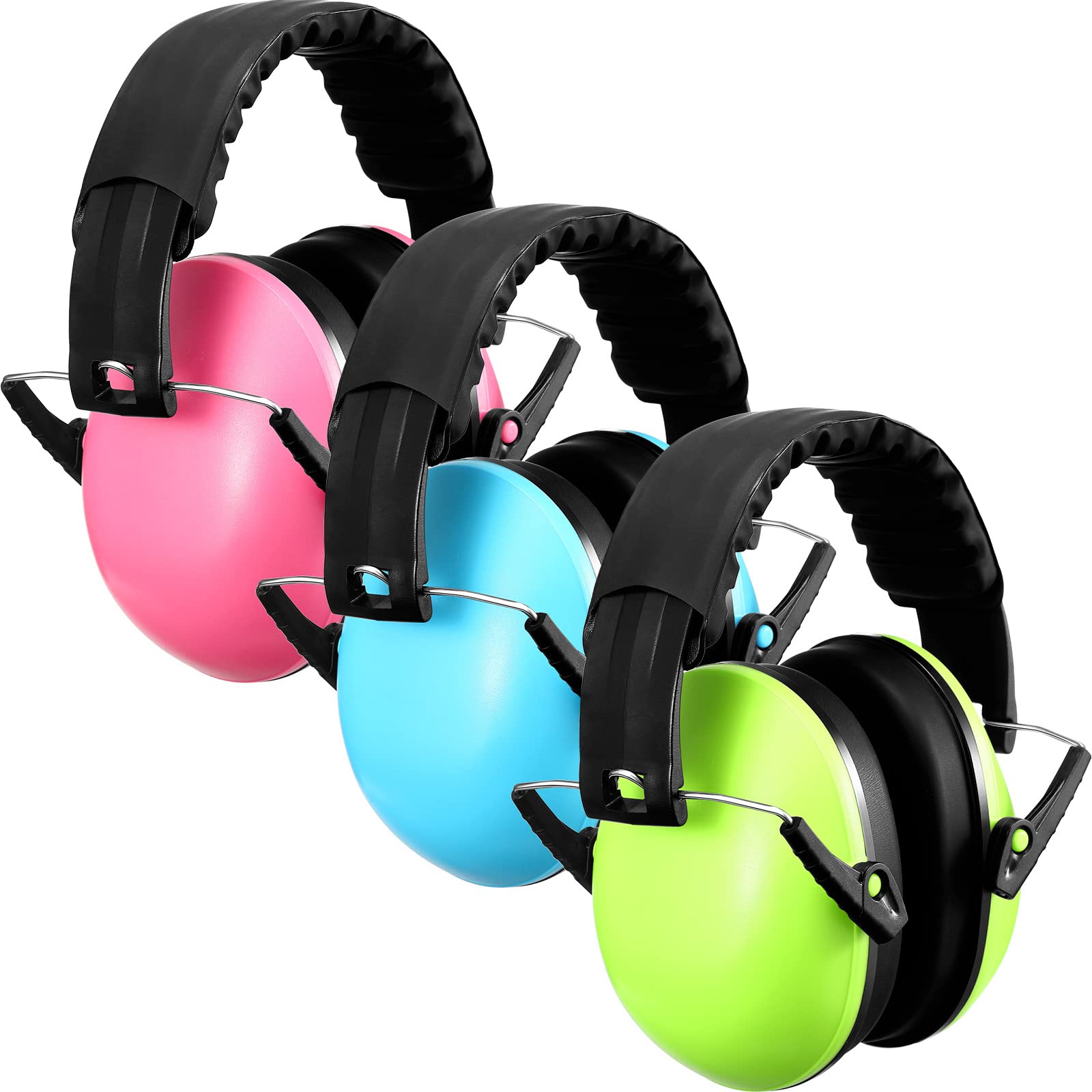 Yunsailing Kids Noise Canceling Reduction Headphones 26dB Adjustable Ear Protection Headphone Ear Muffs for Autism Sleeping(Pink, Blue, Green, 3 Pack)