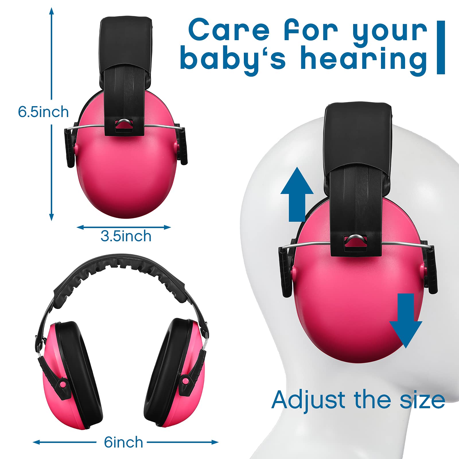 Yunsailing Kids Noise Canceling Reduction Headphones 26dB Adjustable Ear Protection Headphone Ear Muffs for Autism Sleeping(Pink, Blue, Green, 3 Pack)