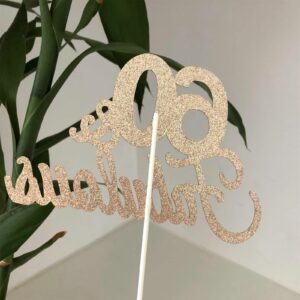 Glitter Double Sided Rose Gold 60 and fabulous Cake Topper, 60th Cake Topper for 60th Fabulous Birthday Wedding Anniversay Party Decoration