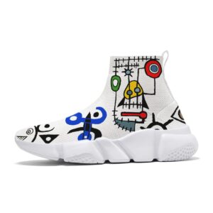 hetios men graffiti sneakers running shoes slip on sock breathable lightweight multicolor plus size 15