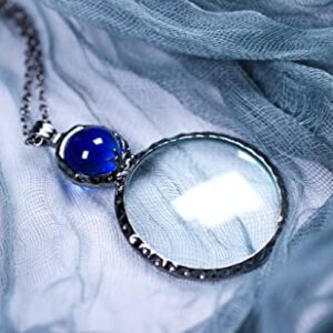 Magnifying Glass Necklace,Jiulory 10x Magnifying Glass Pendant Purple, Long Chain Glass Lens Magnifier Necklace Mama Necklace Collar for Women for Library,Reading,Zoom,Jewelry