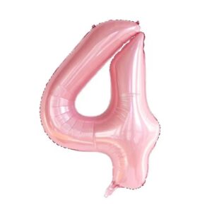 40Inch Pink Crown Number 4 Balloons Set, 4th Birthday Balloons for Girls, Childrens 4th Birthday Party Decorations. (4)