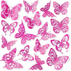 3d butterfly wall decor 60pcs 5 styles 3 sizes butterflies wall sticker removable diy hollow pvc butterfly wall decals for kids baby bedroom girls teens nursery classroom wedding birthday cake party