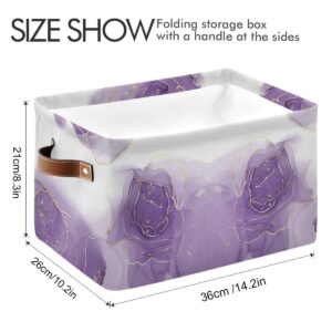 susiyo Storage Baskets for Shelves,Large Closet Baskets with Handles Collapsible Rectangular Canvas Fabric Storage Bin for Home (Purple 2 Pack, 14.2" L×10.2" W×8.3" H)