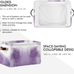 susiyo Storage Baskets for Shelves,Large Closet Baskets with Handles Collapsible Rectangular Canvas Fabric Storage Bin for Home (Purple 2 Pack, 14.2" L×10.2" W×8.3" H)