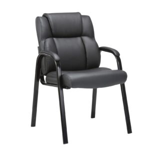 clatina leather guest chair with padded arm rest for reception meeting conference and waiting room side office home black