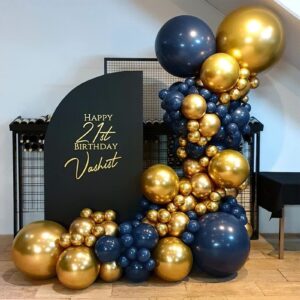 CACOLULU Navy Blue Balloons Garland - 120Pcs 18+12+10+5 Inch Navy Balloons Different Sizes Dark Blue Balloon For Gender Reveal, Birthday Ballon Blue Balloons Arch Kit As Under The Sea Party Decoration