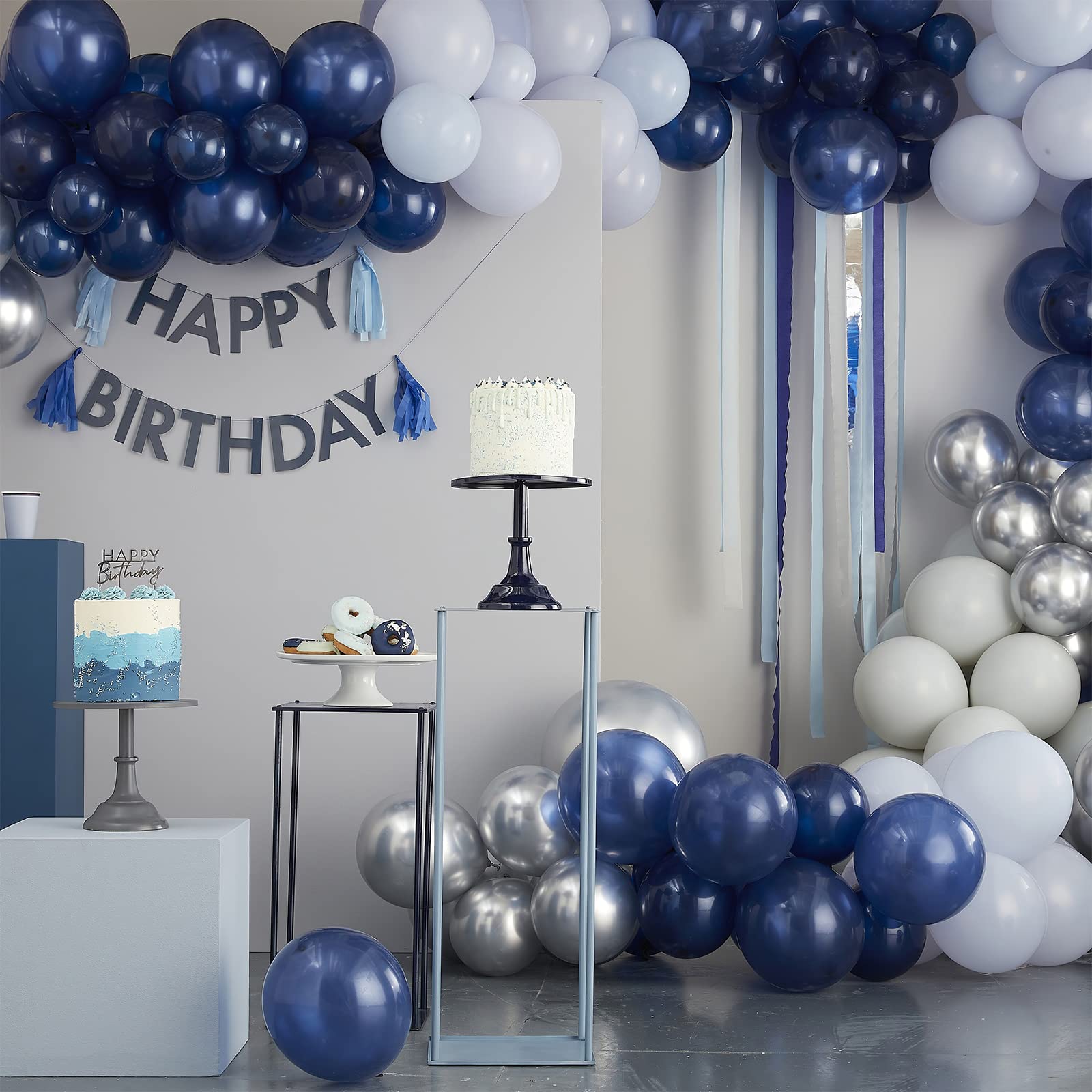 CACOLULU Navy Blue Balloons Garland - 120Pcs 18+12+10+5 Inch Navy Balloons Different Sizes Dark Blue Balloon For Gender Reveal, Birthday Ballon Blue Balloons Arch Kit As Under The Sea Party Decoration