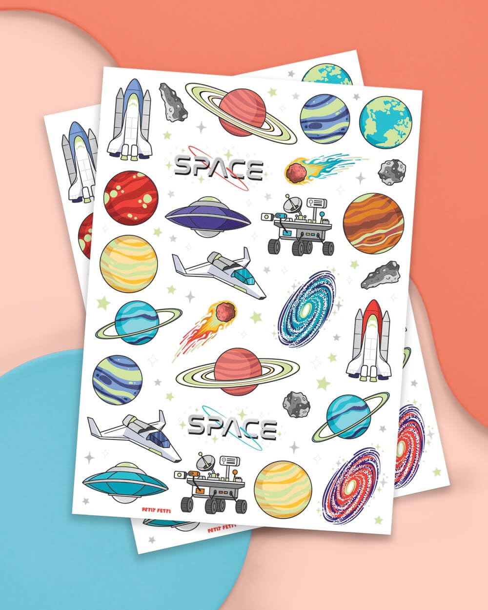 xo, Fetti Space + Planets Glow in Dark Temporary Tattoos for Kids - 50 pcs | Alien Birthday Party Supplies, Astronaut Favors + Rocket ship Decorations